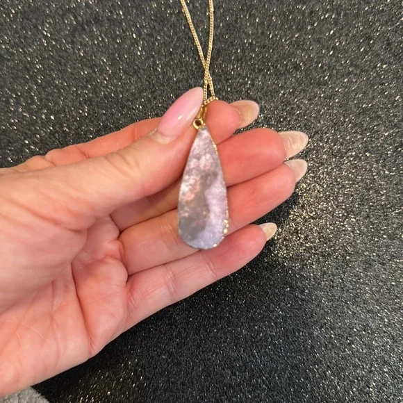 Gold and Purple Teardrop Pendant Necklace